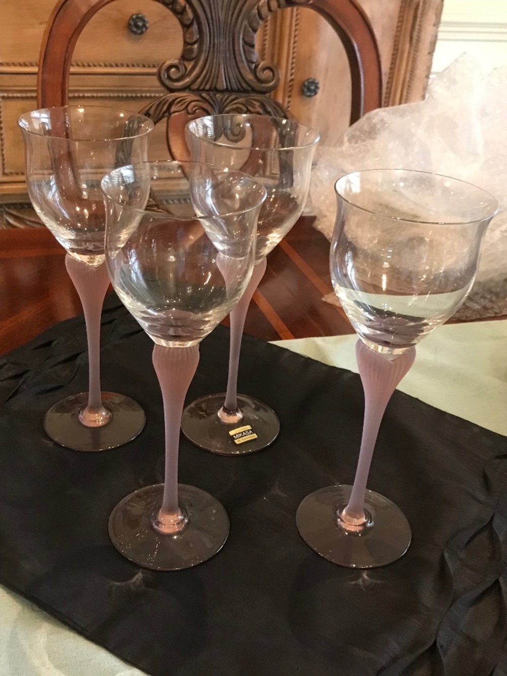 Mikasa Sea Mist Amethyst Frosted Stem Glasses (4)